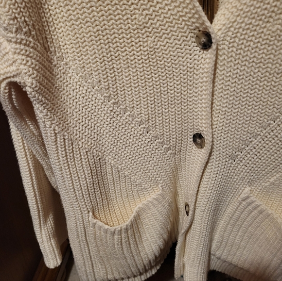 Madewell Cream Button-Up Knit Cardigan Size XL - Picture 4 of 7
